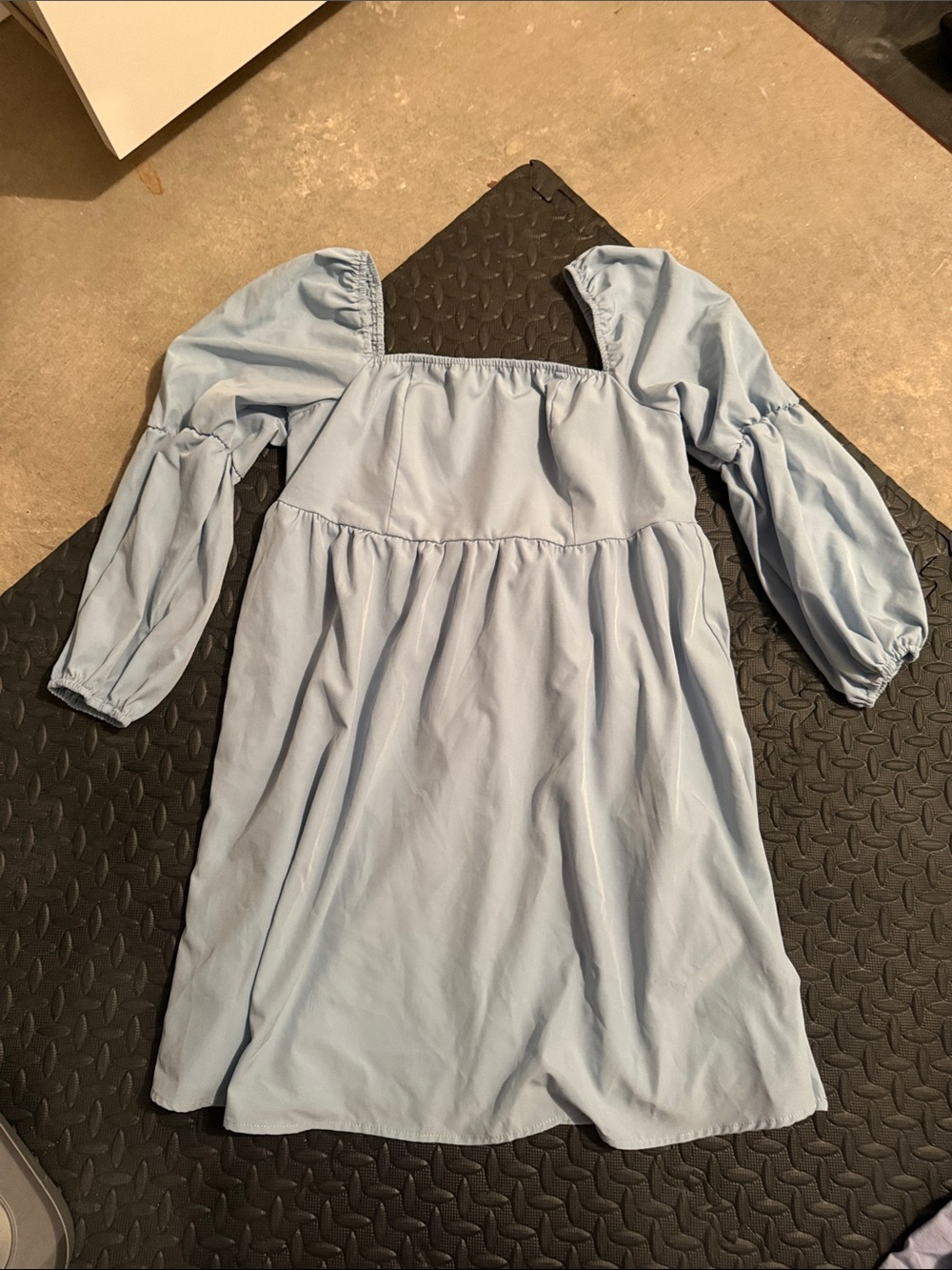 Light Blue Puff Sleeve Square-Neck Women’s Top